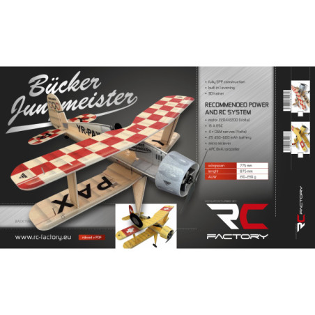 RC Factory Bücker Jungmeister aircraft approx. 0.87m- FLASH RC