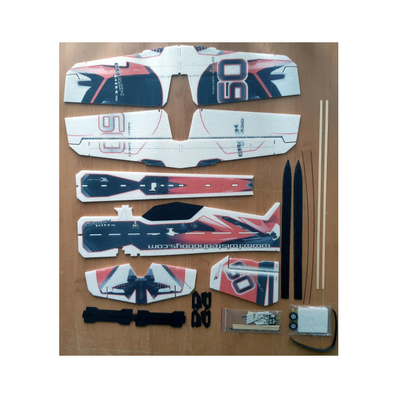 Avion RC Factory Crack Pitts 'Backyard Series' rouge/noir env.0.80m - FLASH RC