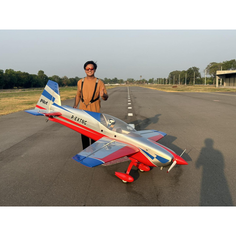 Avion Voltige Pilot RC EXTRA NG  78" - (envergure 1,97m) - Rouge Bleu Argent - FLASH RC