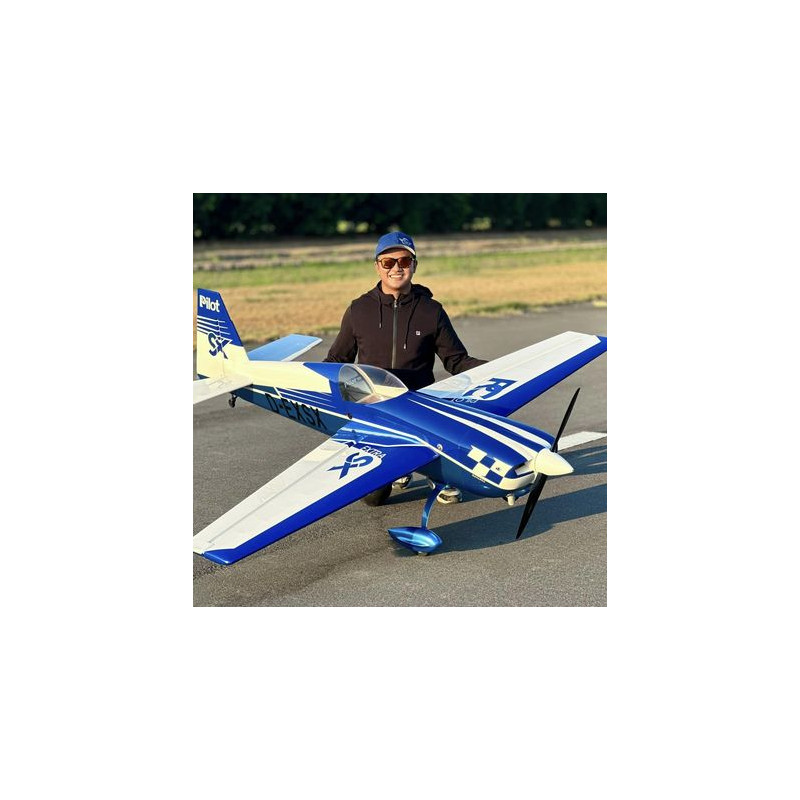 Kunstflugzeug - Extra 330 SX - RC-Pilot - (Spannweite 2,29m) Blau, Weiß, Schwarz