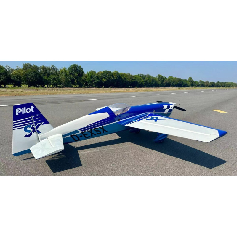 Acrobático - Extra 330 SX - Piloto RC - (envergadura 2,29m) Azul, Blanco, Negro