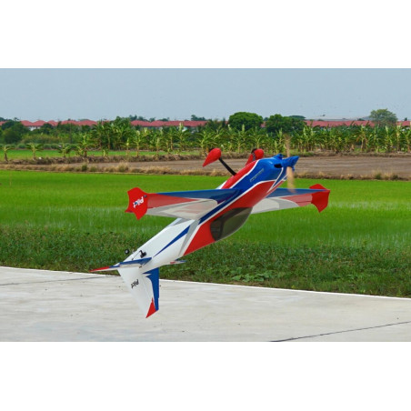 Avion Voltige - Pilot RC - Slick 74 - (env 1.88m) - Bleu, Blanc, Rouge - FLASH RC