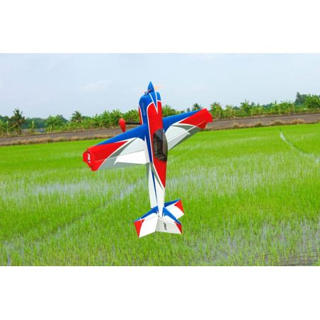 Avion Voltige - Pilot RC - Slick 74 - (env 1.88m) - Bleu, Blanc, Rouge - FLASH RC