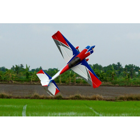 Avion Voltige - Pilot RC - Slick 74 - (env 1.88m) - Bleu, Blanc, Rouge - FLASH RC
