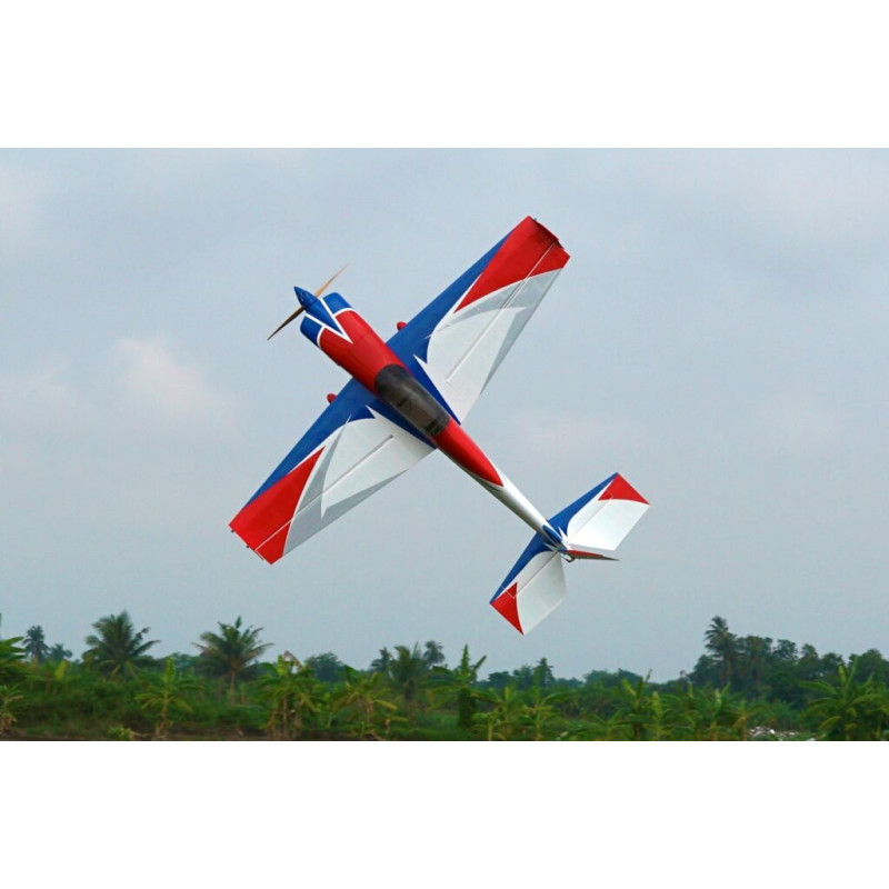 Avion Voltige - Pilot RC - Slick 74 - (env 1.88m) - Bleu, Blanc, Rouge - FLASH RC