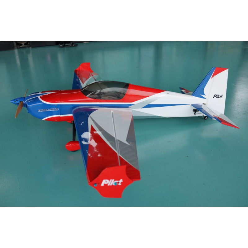 Avion Voltige - Pilot RC - Slick 74 - (env 1.88m) - Bleu, Blanc, Rouge - FLASH RC