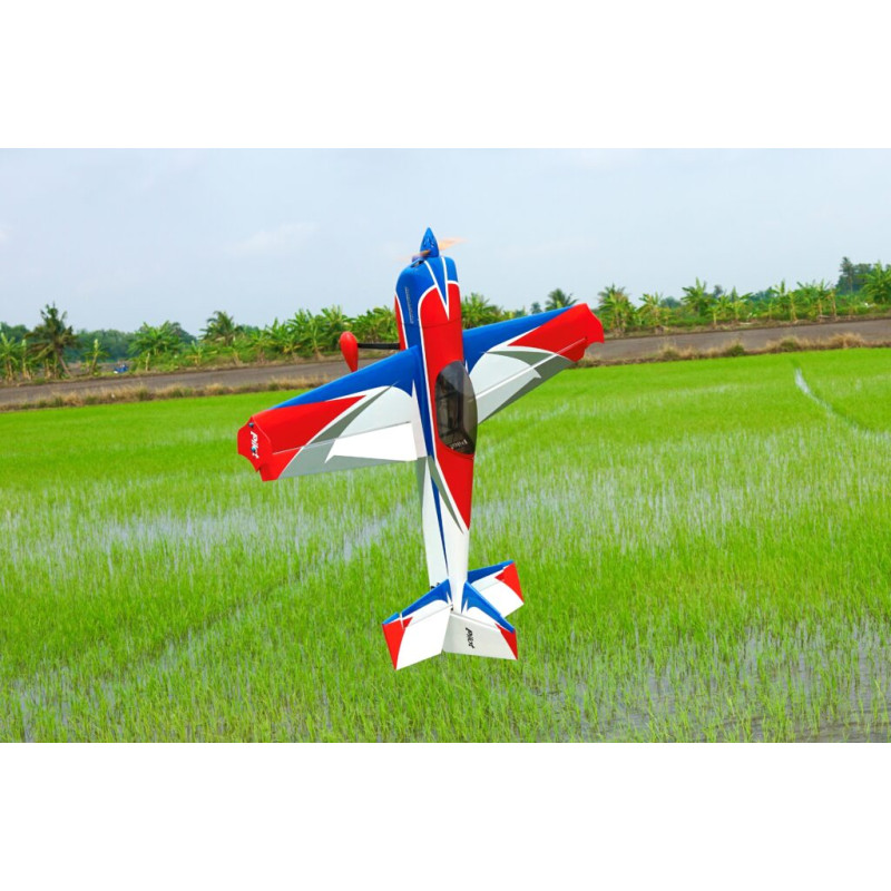 Avion Voltige - Pilot RC - Slick 84 - (env 2.13 m) - Blanc, Bleu, Rouge - FLASH RC