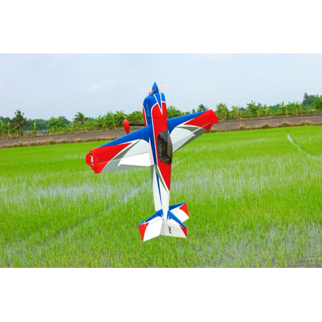 Avion Voltige - Pilot RC - Slick 84 - (env 2.13 m) - Blanc, Bleu, Rouge - FLASH RC