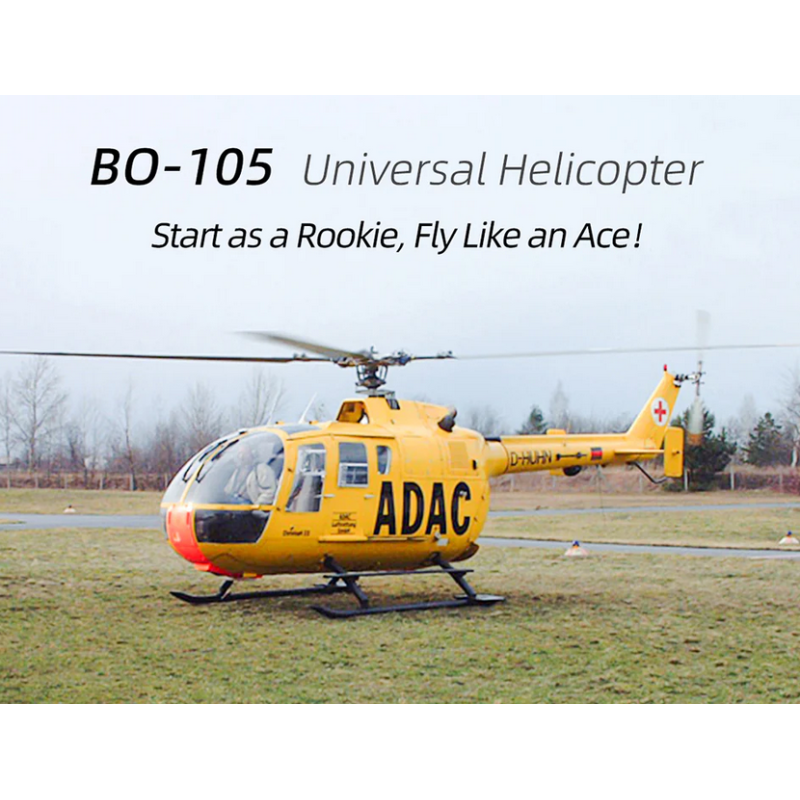 Flywing BO-105 - ADAC  - GPS - RC helicoptère Taille 470L Jaune - RTF