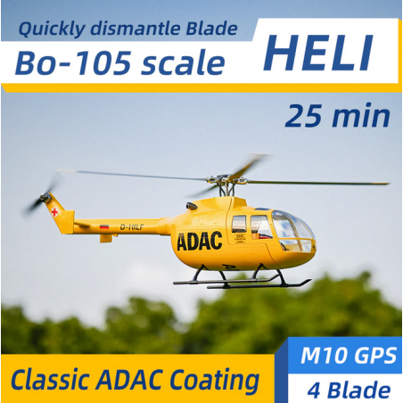 Flywing BO-105 - ADAC  - GPS - RC helicoptère Taille 470L Jaune - RTF
