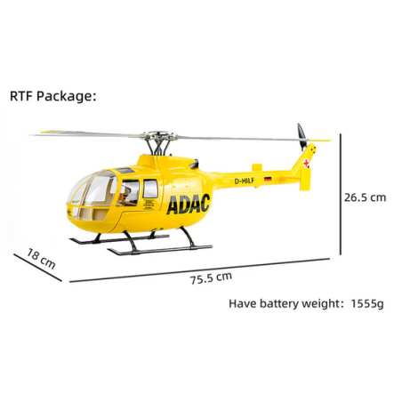 Flywing BO-105 - ADAC - GPS - RC Helikopter Größe 450L Gelb - RTF