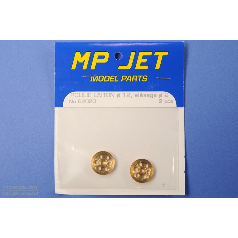 POLEA DE LATÓN Ø12, agujero Ø2mm 2pcs