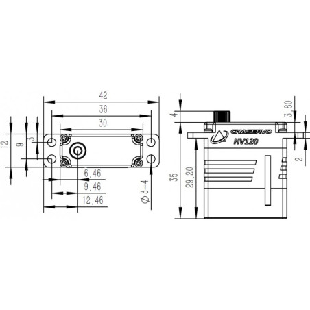 CHASERVO HV120 12mm Servo HV 28kg Brushless Servo
