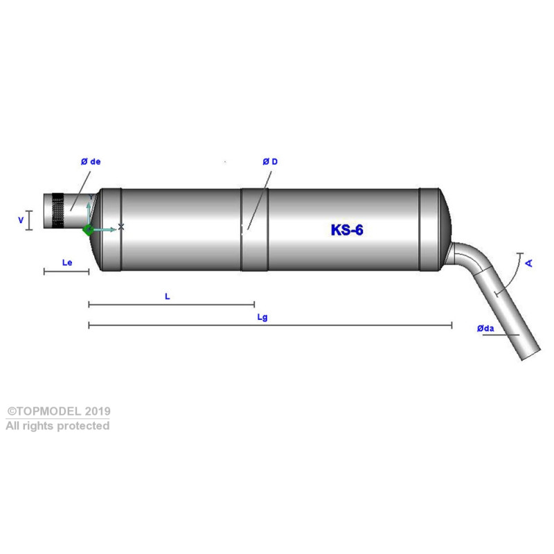 SILENCIEUX ALU SORTIE COUDEE JUSQU'A 26cc - FLASH RC