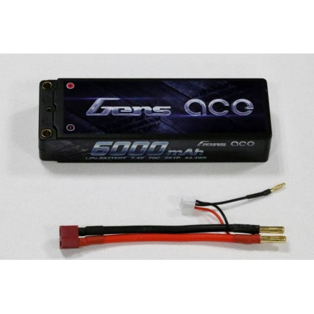 Batería Gens Ace Hardcase, Lipo 2S 7.4V 6000mAh 70C 4.0mm Socket