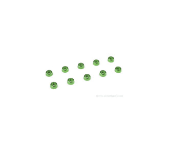 GForce GF-0406-011 Rondelle en aluminium Pour vis à tête cylindrique M2 hauteur 5 mm Vert 10 pcs - FLASH RC