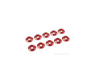 ARANDELA M4 PARA TORNILLO REDONDO DE CABEZA PLANA DE ALUMINIO ROJO