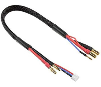G-Force RC GF-1202-125 Câble de charge/d'équilibrage 4 mm Fiche Bullit 2S Chargeur 2S XH Fiche Bullit 2 mm 14 AWG Câble en silicone 30 cm 1 pièce