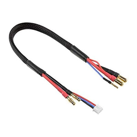 G-Force RC GF-1202-125 Câble de charge/d'équilibrage 4 mm Fiche Bullit 2S Chargeur 2S XH Fiche Bullit 2 mm 14 AWG Câble en silicone 30 cm 1 pièce