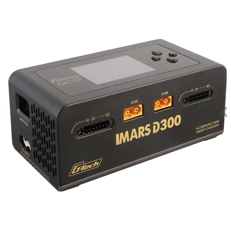 Cargador de batería Gens Ace iMars D300 G-Tech Channel AC/DC 300W/700W RC-EU Negro