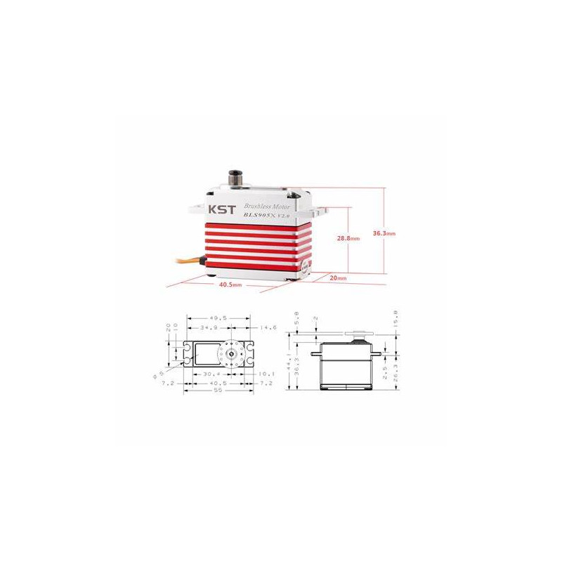 Servos - servo KST BLS905X Brushless HV Digital 8kg/cm 0.035sec - FLASH RC