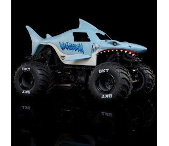 1/18 Mini LMT Megalodon 2S 4X4 RTR Brushed Monster Truck (Batterie & Chargeur inclus), Bleue - FLASH RC