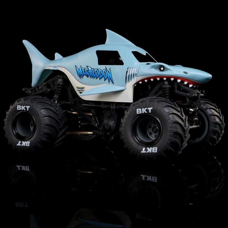 1/18 Mini LMT Megalodon 2S 4X4 RTR Brushed Monster Truck (Batterie & Chargeur inclus), Bleue - FLASH RC