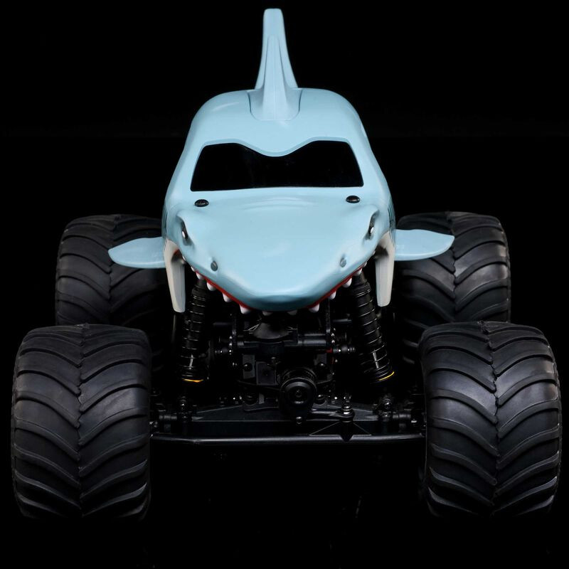 1/18 Mini LMT Megalodon 2S 4X4 RTR Brushed Monster Truck (Batterie & Chargeur inclus), Bleue - FLASH RC