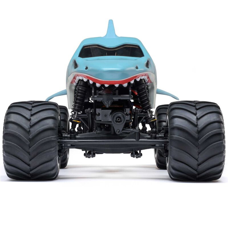 1/18 Mini LMT Megalodon 2S 4X4 RTR Brushed Monster Truck (Batterie & Chargeur inclus), Bleue - FLASH RC