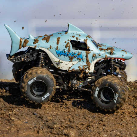 1/18 Mini LMT Megalodon 2S 4X4 RTR Brushed Monster Truck (Batterie & Chargeur inclus), Bleue - FLASH RC