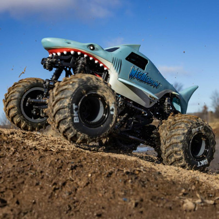 1/18 Mini LMT Megalodon 2S 4X4 RTR Brushed Monster Truck (Batterie & Chargeur inclus), Bleue - FLASH RC