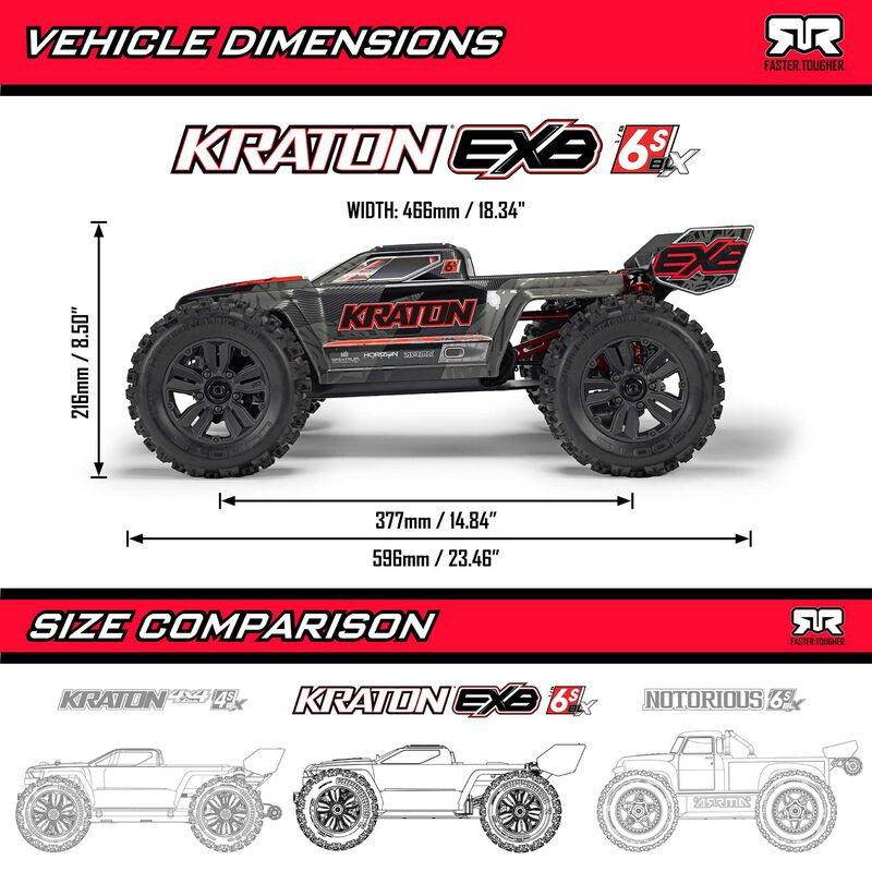 1/8 KRATON 6S EXB 4X4 RTR Brushless Speed Truck, BLACK - FLASH RC