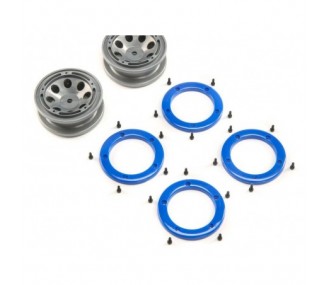 ECX FR/RR Wheel with Beadlock, Gray/Bleu: Temper G2 - ECX41012 - FLASH RC