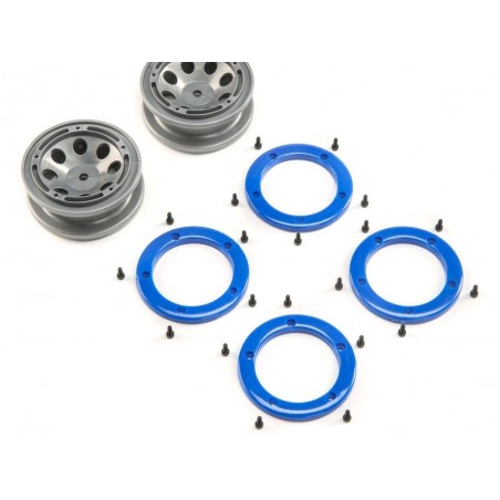 ECX FR/RR Wheel with Beadlock, Gray/Bleu: Temper G2 - ECX41012 - FLASH RC