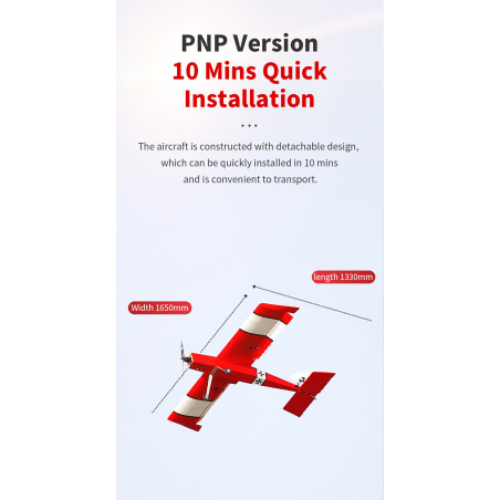 OMPHOBBY Fun Stick Balsa rouge avion 1.65m PNP