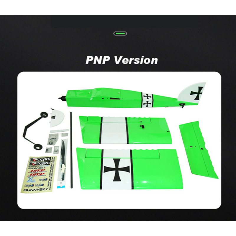 OMPHOBBY Fun Stick Balsa verde aereo 1,65m PNP