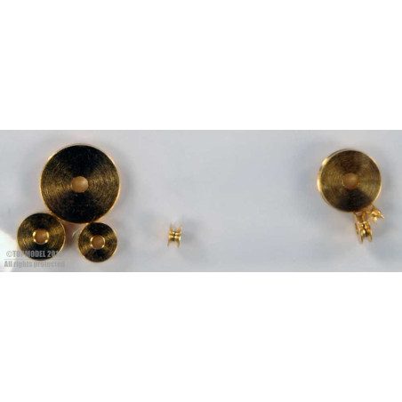POLEA DE LATÓN Ø2.5, agujero Ø1mm 2pcs