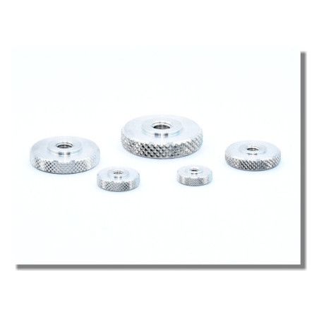 Tuerca moleteada plana de aluminio M2,5