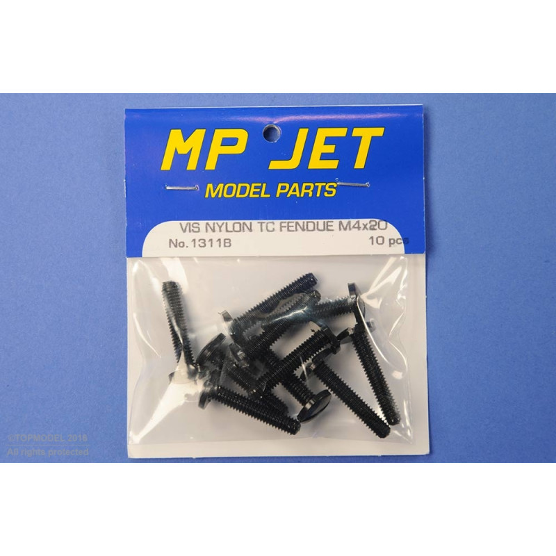 VIS NYLON M4x20 TC FENDUE 10pcs  (NOIRE) - FLASH RC