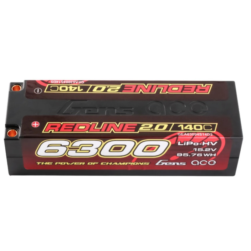 Batterie Gens Ace RedLine 2.0, Lipo Hv 4S 6300mAh 140C prise 5mm - FLASH RC