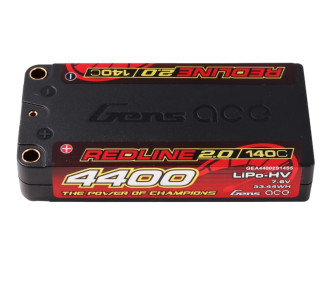 Batterie Gens Ace RedLine 2.0, Lipo Hv 2S shorty 4400mAh 140C prise 5mm - FLASH RC