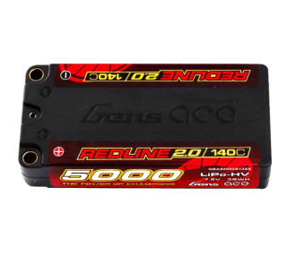 Gens Ace RedLine 2.0 battery, Lipo Hv 2S shorty 5000mAh 140C 5mm socket