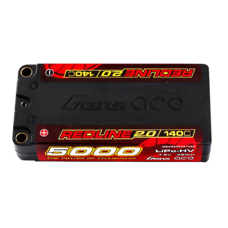 Batería Gens Ace RedLine 2.0, Lipo Hv 2S shorty 5000mAh 140C 5mm socket