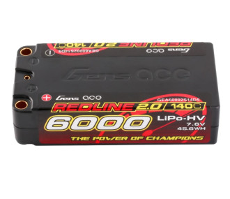 Batterie Gens Ace RedLine 2.0, Lipo Hv 2S shorty 6000mAh 140C prise 5mm - FLASH RC
