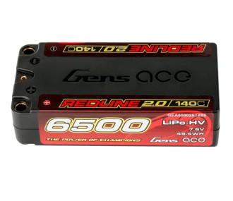 Batterie Gens Ace RedLine 2.0, Lipo Hv 2S shorty 6500mAh 140C prise 5mm - FLASH RC