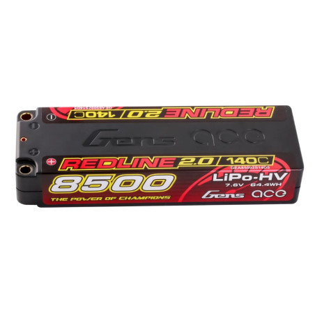 Batterie Gens Ace RedLine 2.0, Lipo Hv 2S 8500mAh 140C prise 5mm - FLASH RC