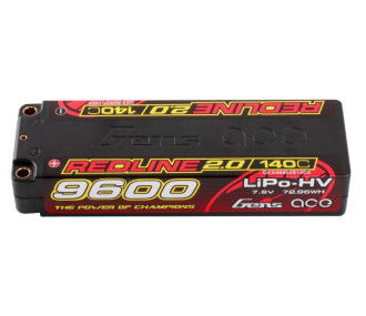 Batería Gens Ace RedLine 2.0, Lipo Hv 2S 9600mAh 140C toma 5mm