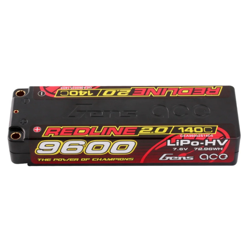 Akku Gens Ace RedLine 2.0, Lipo Hv 2S 9600mAh 140C Steckdose 5mm