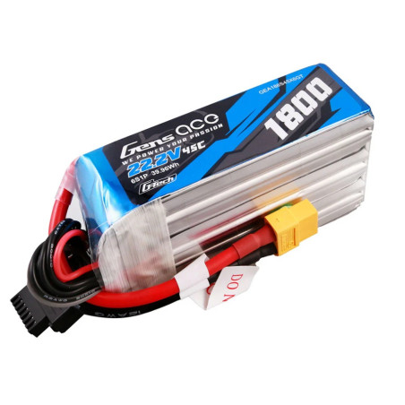 Batteries de propulsion avions RC - Batterie Gens ace lipo 6S 22.2V 1800mAh 45C prise xt60 - FLASH RC