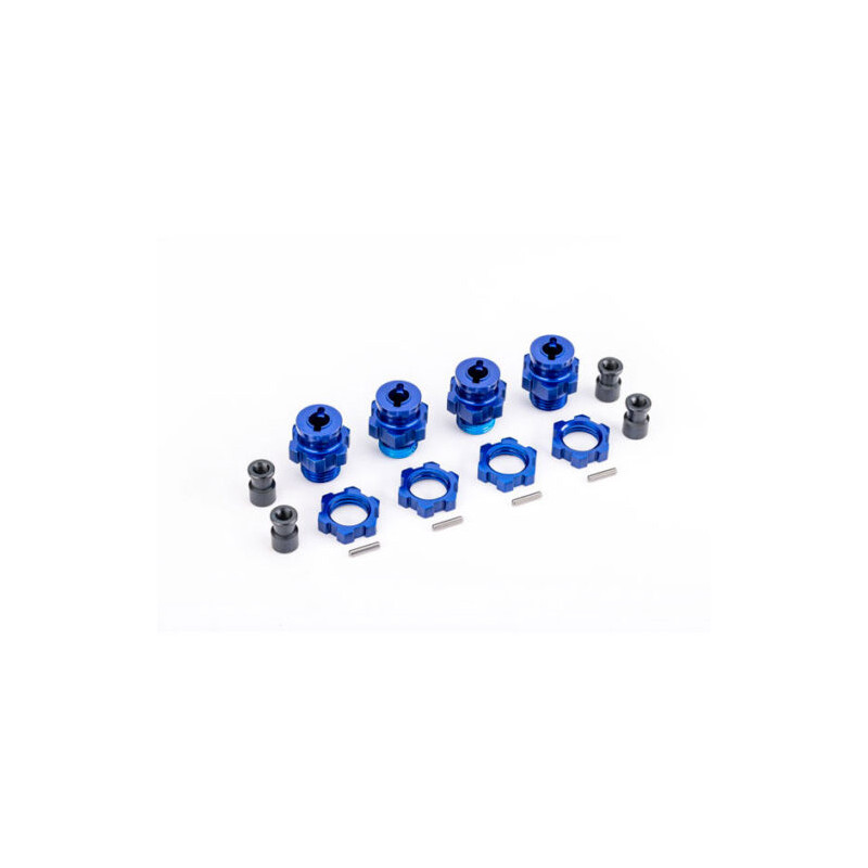 HEXAGONS + BLUE ANODIZED 17MM ALU WHEEL NUTS (X4)